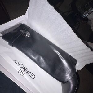 Givenchy Black Leather Tall Boot with Silver Buckle